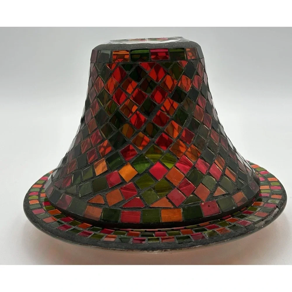 2012 Yankee Candle Mosaic Tile Shade and Plate Set‎ Holiday Colors